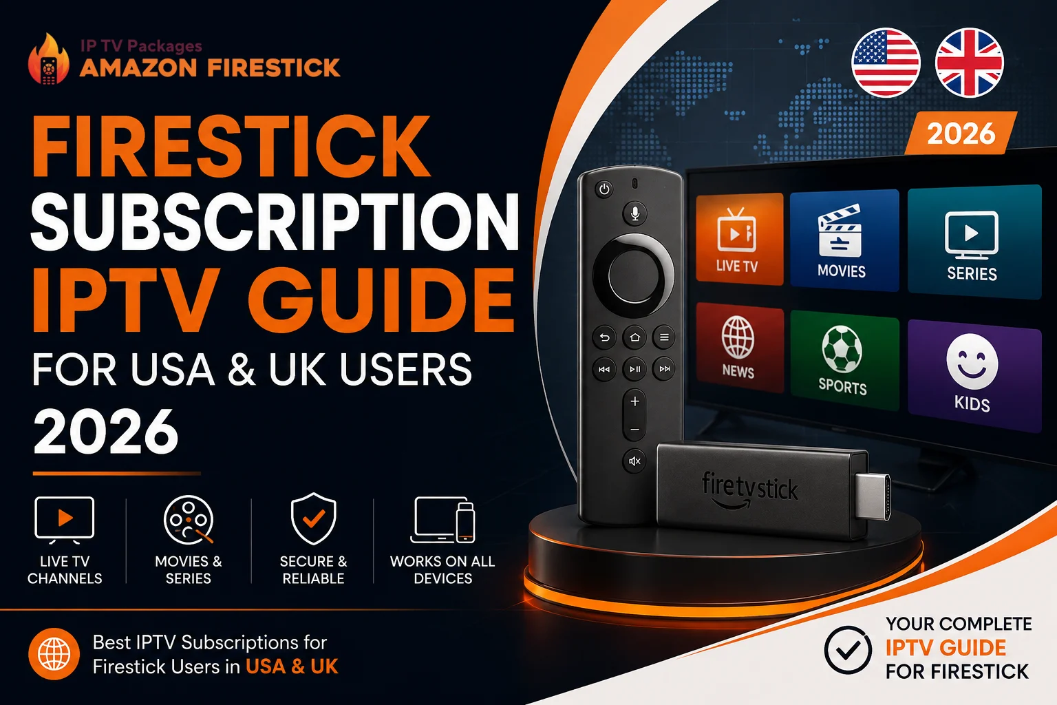 Amazon Firestick streaming a legal IPTV service on a smart TV.